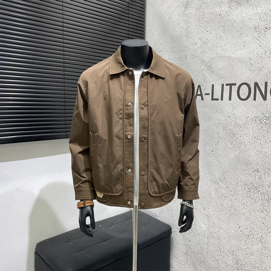 男士翻领外套潮牌高级感简约男装上衣2025秋季新款潮流休闲夹克男