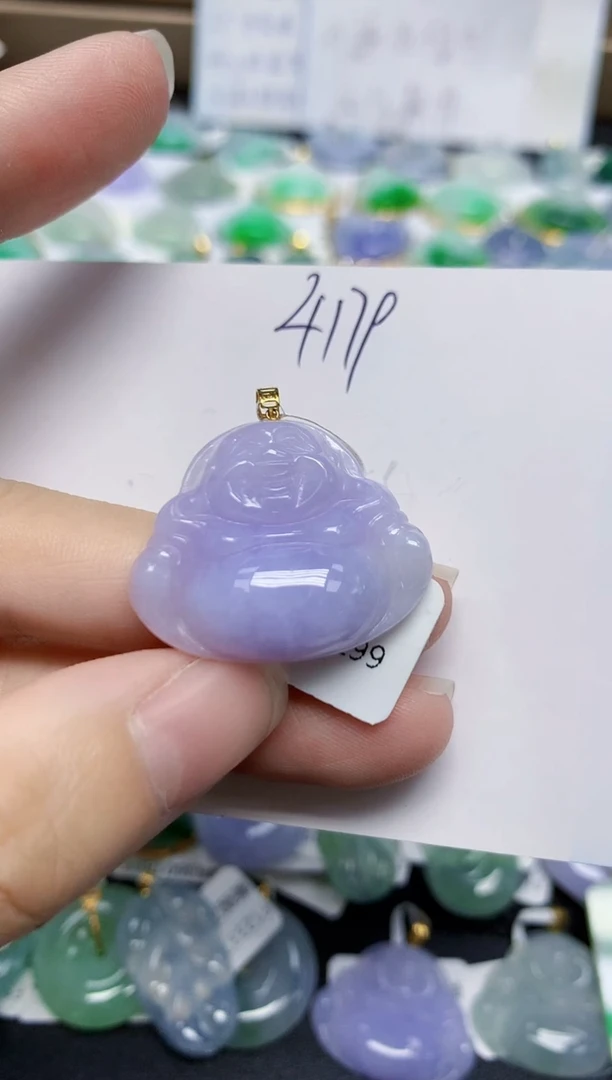 翡翠18K金镶嵌颈饰天然缅甸翡翠A货