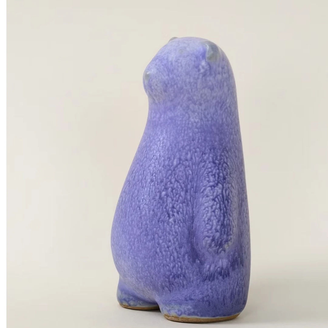 【福利款】泥想造物可爱小熊紫光釉任晓飞卡通手工陶瓷创意摆件