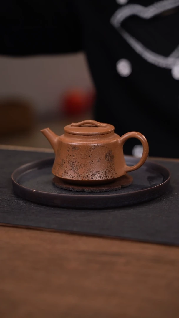 【闪购商品】紫砂茶壶青牧山房  山冰  婴戏图