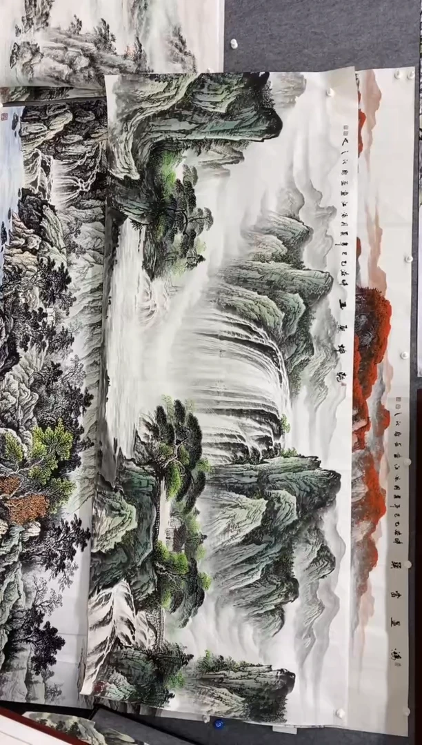 国画华****)沈泳江 手绘 小八尺240*100