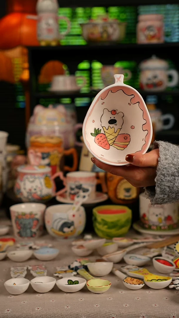 陶瓷无盖款景德镇高温釉下彩纯手绘创意瓷