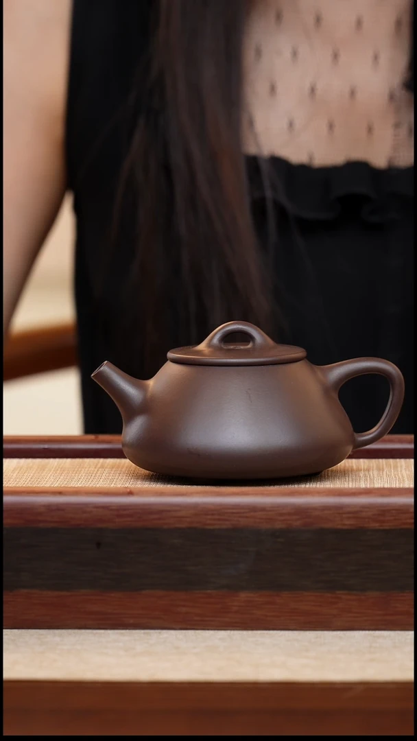 老紫泥石瓢200cc宜兴手工紫砂壶