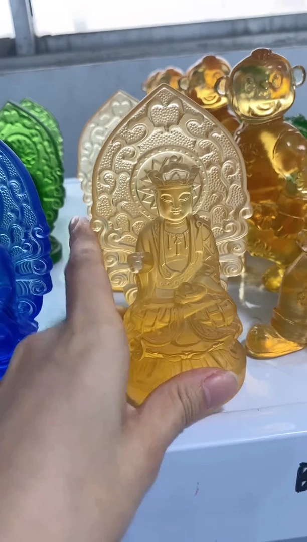 手工艺品琉璃地藏带背板