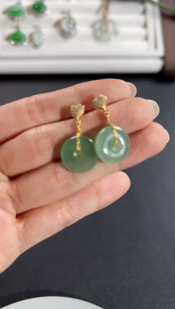 18K金镶嵌翡翠耳饰KHY1228-006