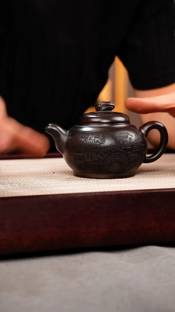 茶壶紫砂铁血红砂 白菜掇只 忆江南