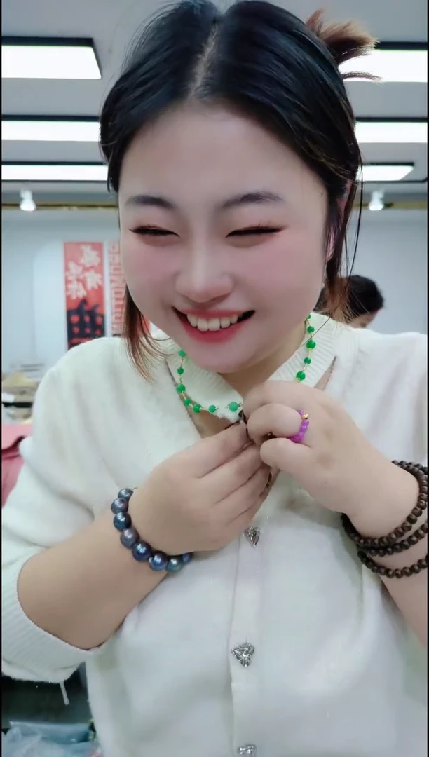 【闪购商品】石英质玉颈饰合金2930绿珠满天星