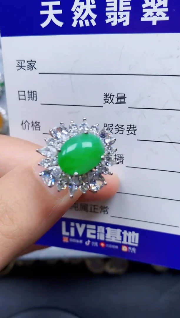 银S925镶嵌戒指翡翠102