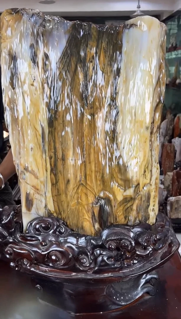 缅甸天然树化玉摆件