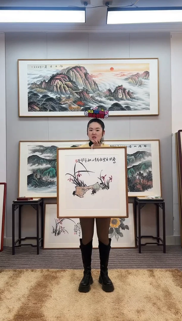 国画手绘兰花62*62尺寸