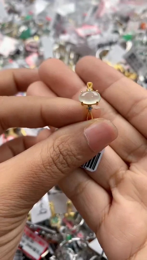 银S925镶嵌戒指翡翠444               2