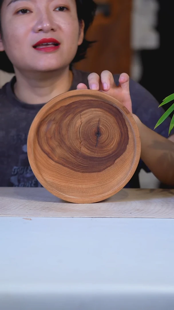 香樟木三足盘微瑕0866