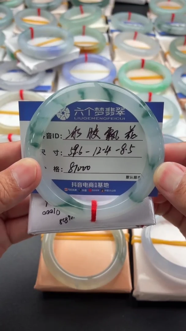 未镶嵌手镯翡翠冰胶飘花N17 48小时鉴赏期