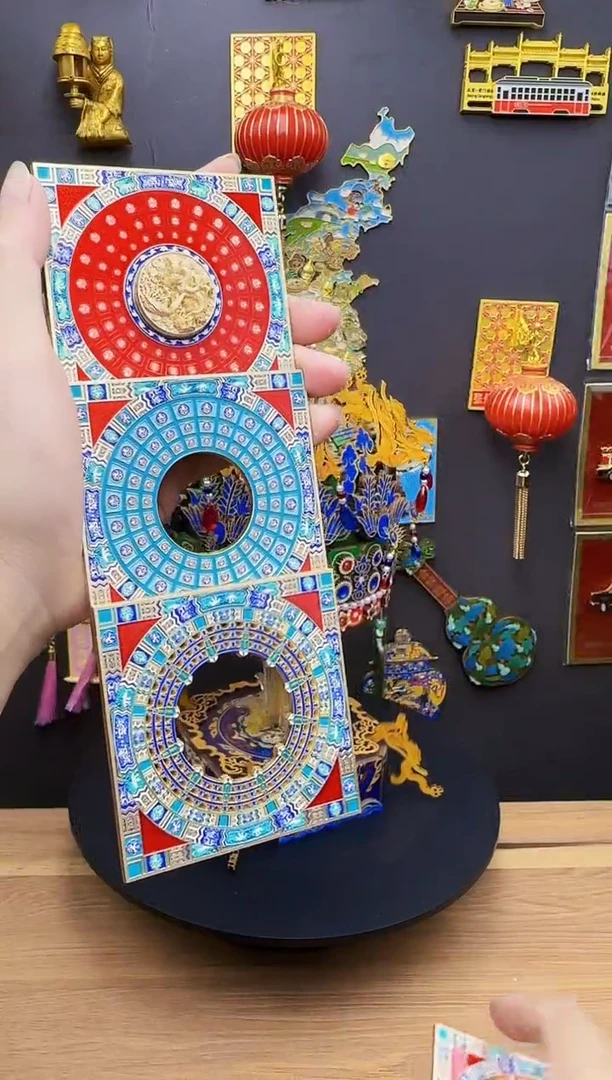 天坛五层金属冰箱贴