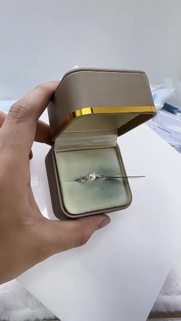 银S925镶嵌海水珍珠DA ak戒指7-8 A