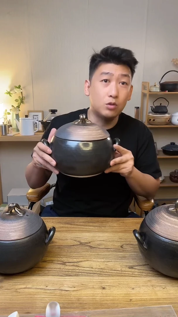 陶瓷万古烧金彩七合栗子锅 4L