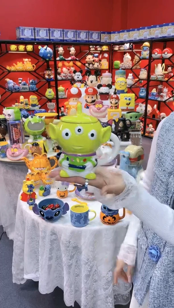 【闪购商品】1@@三眼仔陶瓷带盖杯