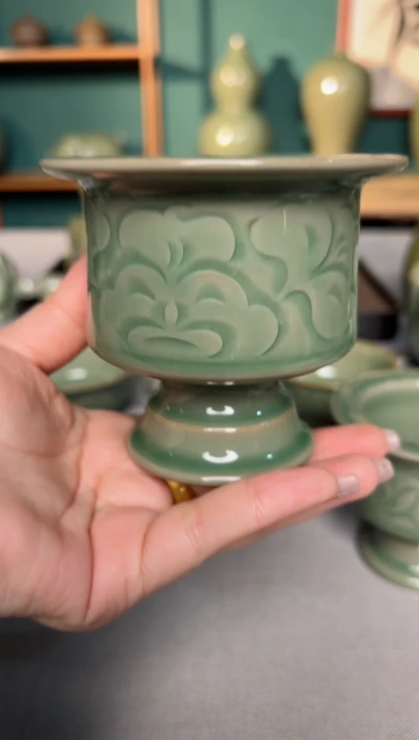 【闪购商品】其他耀州窑纯手工大叶牡丹行香炉82号