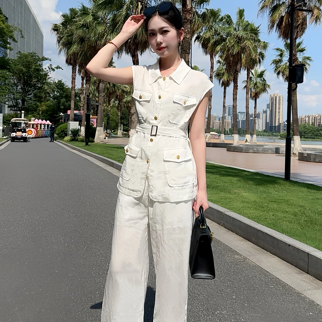 休闲轻熟风气质减龄2025夏季新款简约时尚高级老钱风套装YU2010