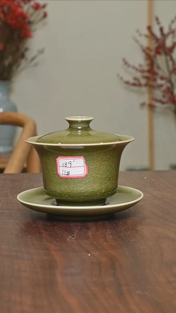 【闪购商品】其他11#手拉马蹄盖碗微瑕 矿石釉 朱家款