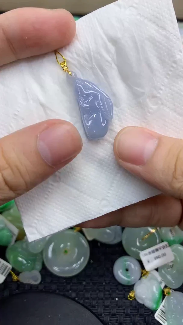 颈饰18K金镶嵌翡翠天然缅甸A货翡翠