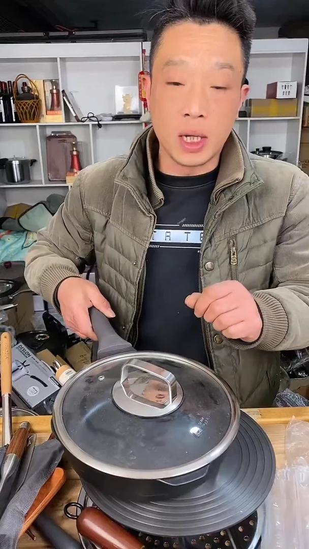 水晶玻璃1素味蓝钻煎锅28 有盖