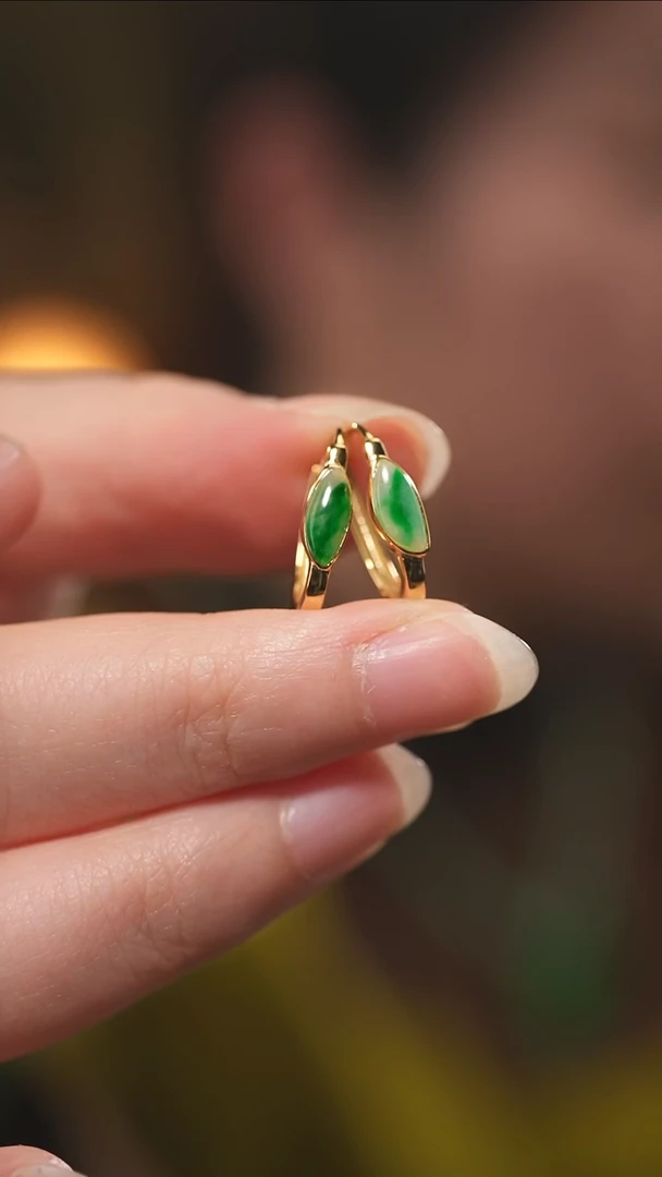 银S925镶嵌翡翠耳环925银翡翠随形耳环多样性发货