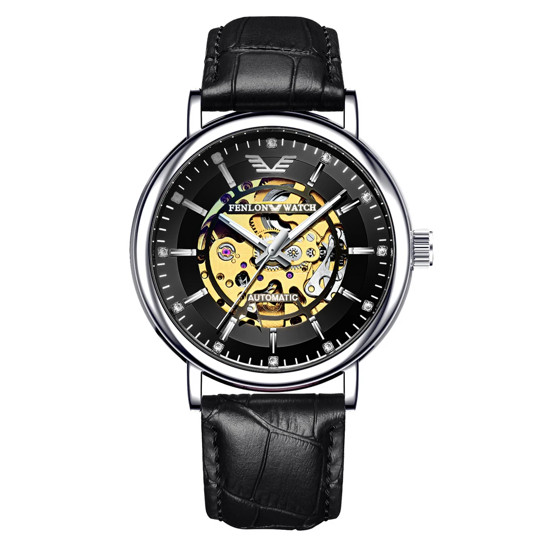 【大琪补贴】峰浪刀锋系列双面镂空自动机械表 男士皮带腕表