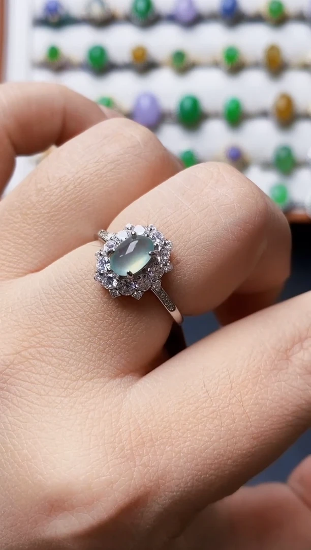 银S925镶嵌戒指翡翠5329