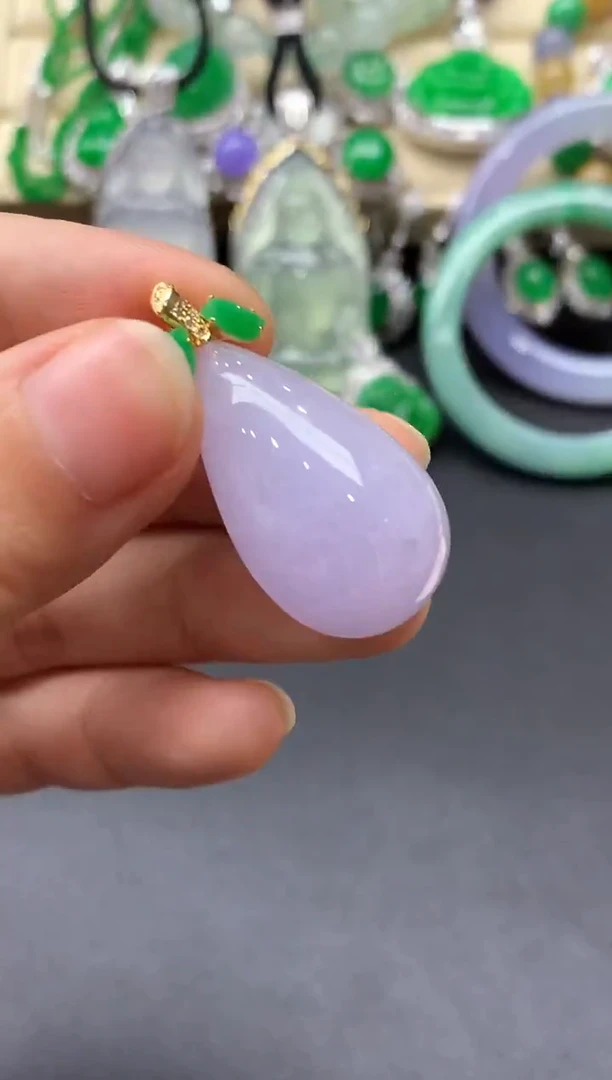 颈饰18K金镶嵌翡翠378-中国好珍宝