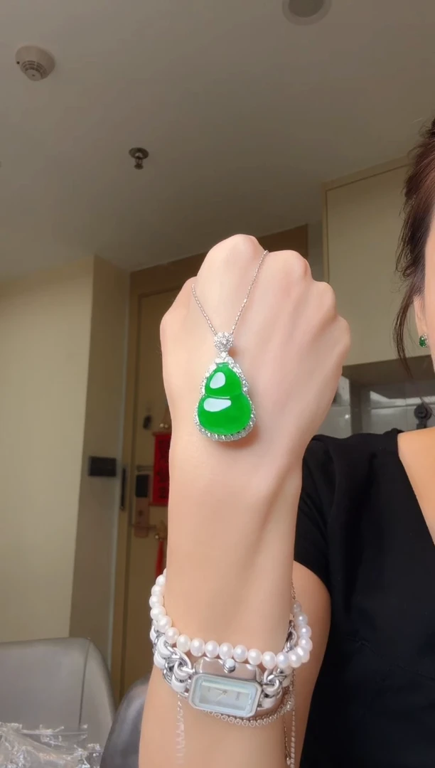 翡翠银S925镶嵌吊坠(不含链)天然翡翠吊坠