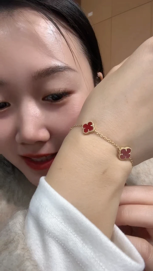 【闪购商品】玛瑙/玉髓手链18K金镶嵌红色k黄，小号五花手链GHJ