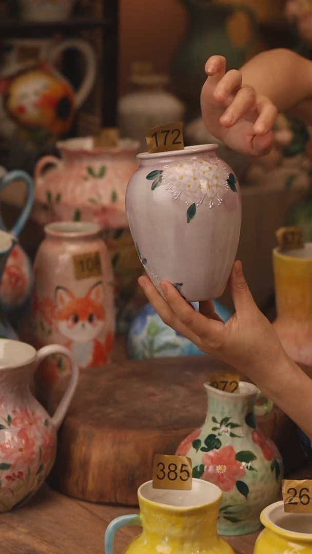 陶瓷172景德镇设计师手作花器摆件侘寂风