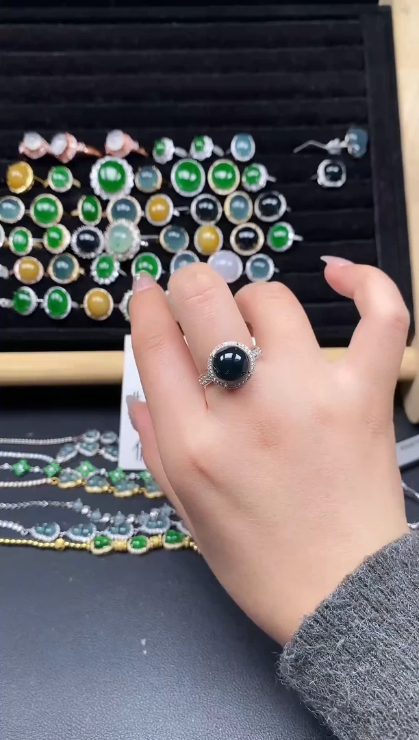 银S925镶嵌戒指翡翠111