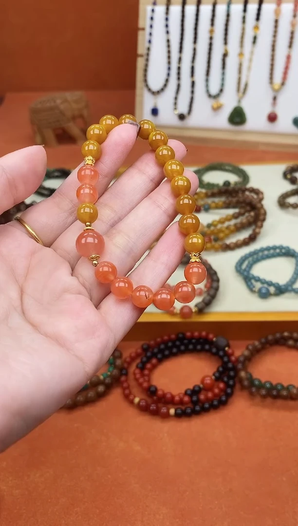 手链蜜蜡未镶嵌单圈蜜蜡冰飘南红手串