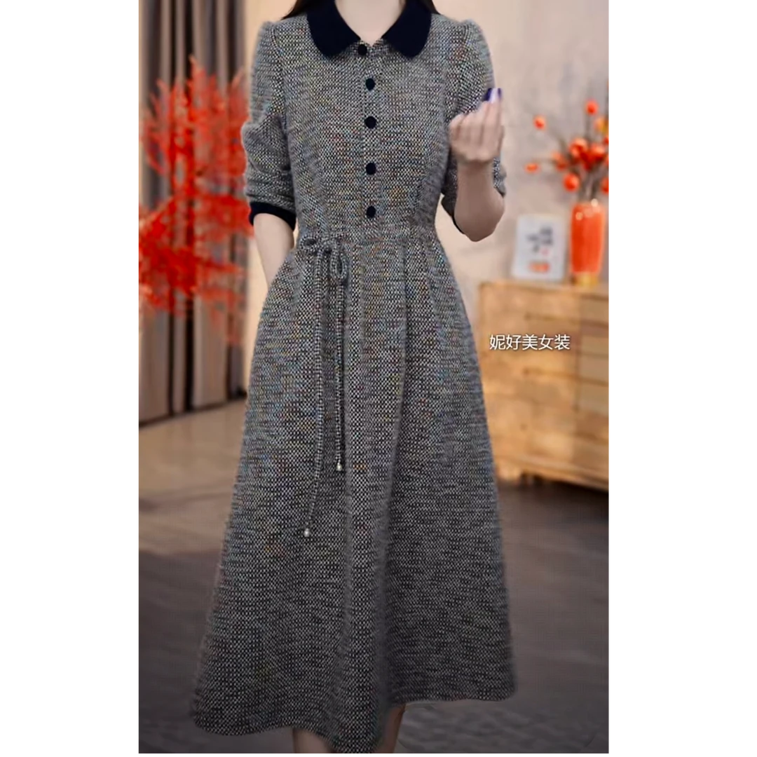 妮好美[NHM202563]秋冬气质修身收腰显瘦新款2025新品连衣裙时尚