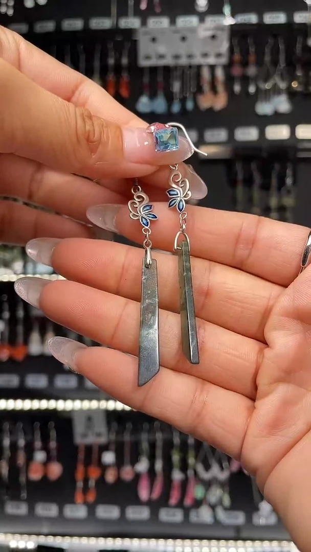 紫晶耳饰银S925镶嵌?***?微暖