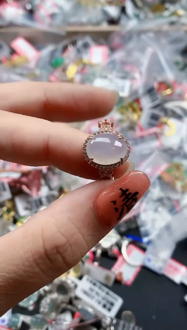 银S925镶嵌戒指翡翠天然A货缅甸翡翠