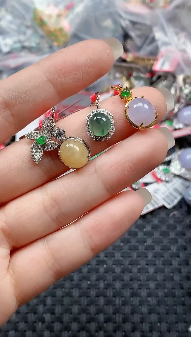 银S925镶嵌戒指翡翠天然A货缅甸翡翠