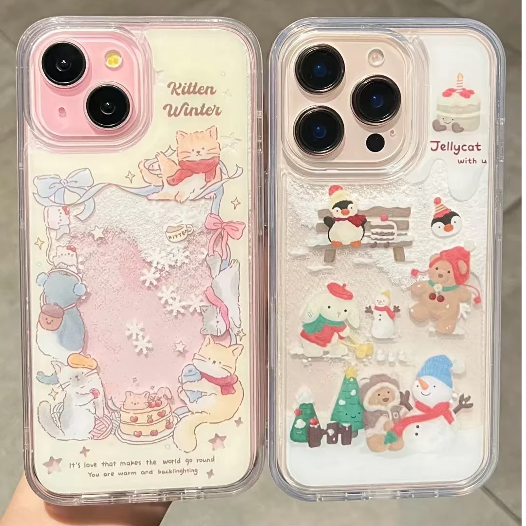 雪人小熊适用苹果17手机壳13/14ProMax卡通iPhone16/INS风17P网红