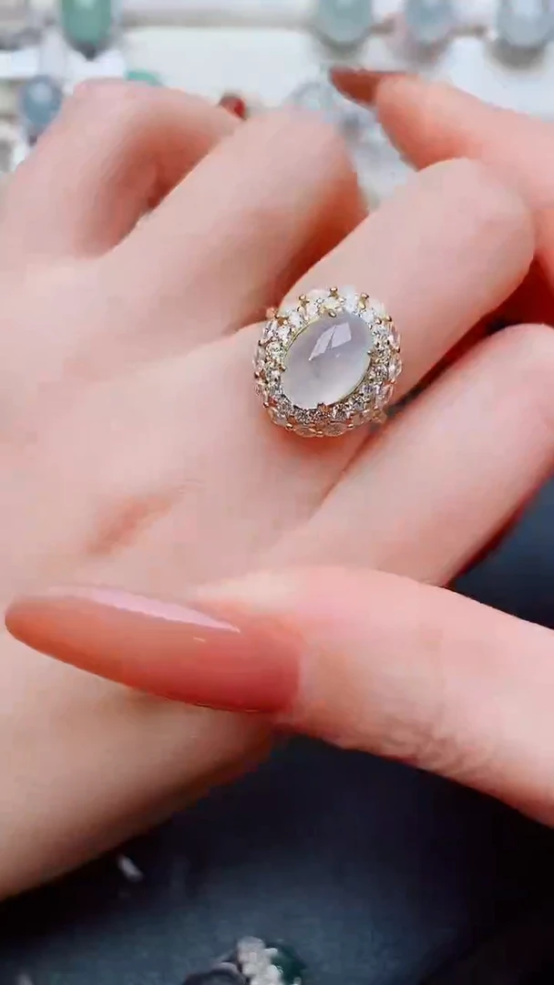 银S925镶嵌戒指翡翠...