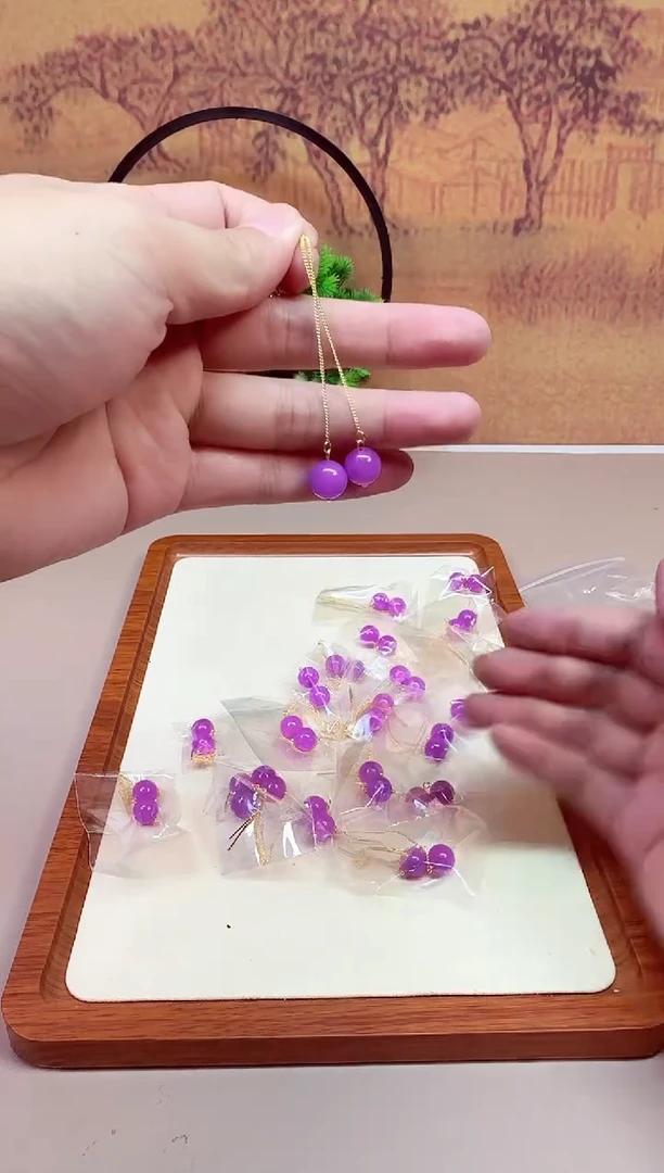 翡翠14K金镶嵌耳饰A172