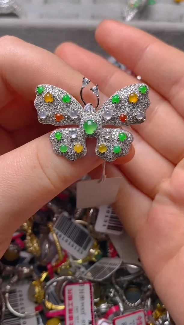 银S925镶嵌戒指翡翠百内无证书