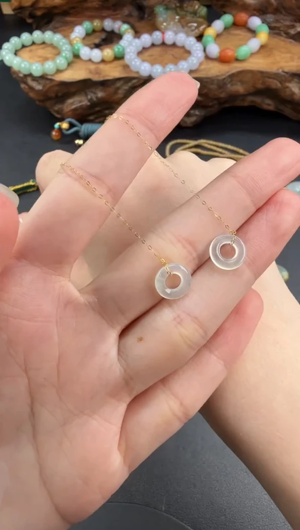 18K金镶嵌翡翠耳饰翡翠饰品-180 一对