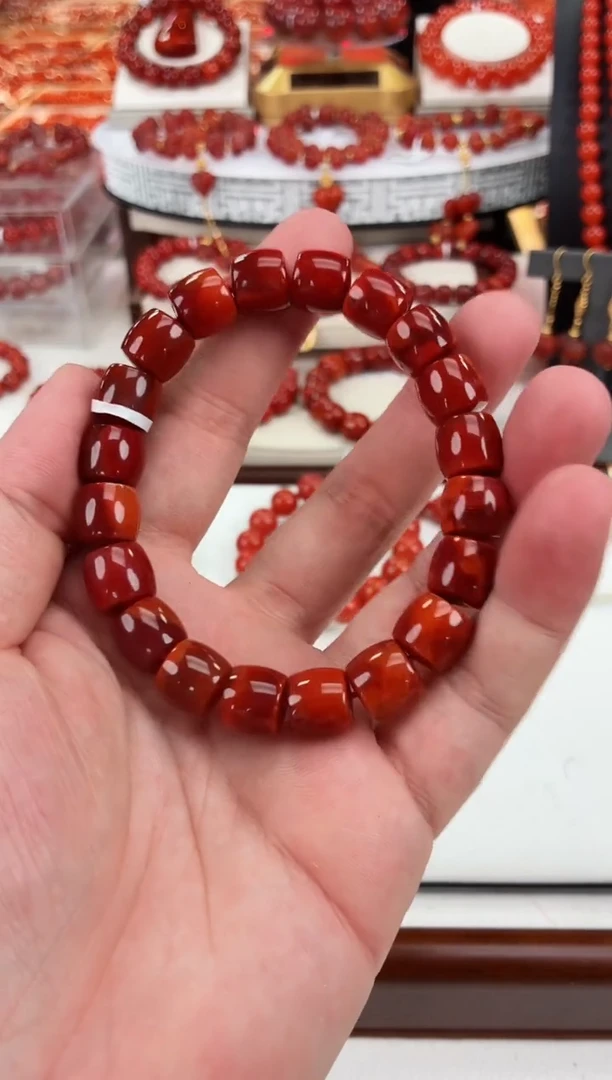 南红玛瑙瓦西直切手串11+未镶嵌一个/条