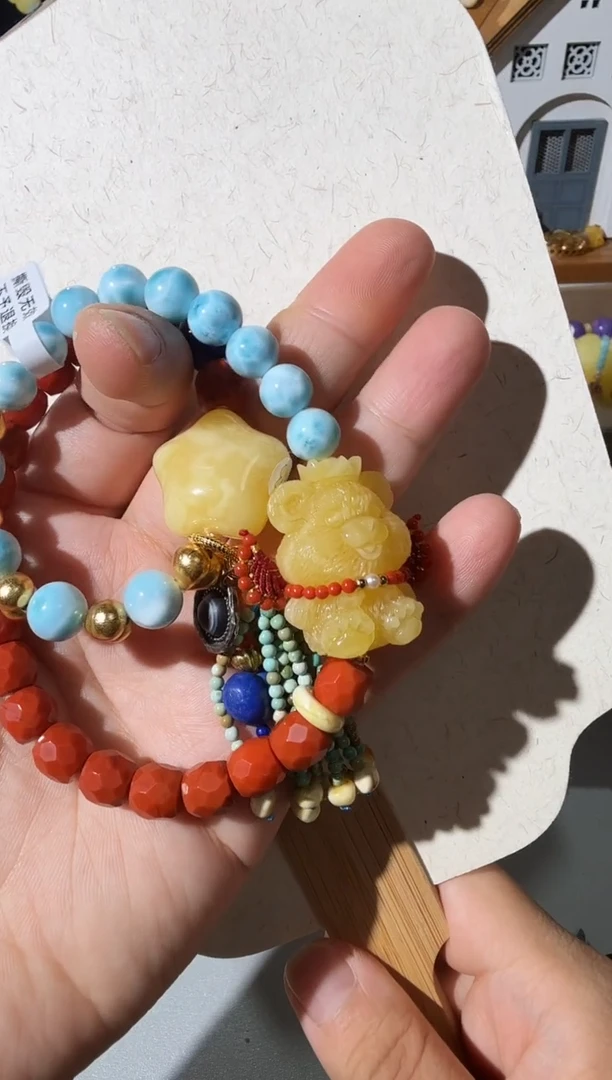 手链蜜蜡未镶嵌蜜蜡小熊手链