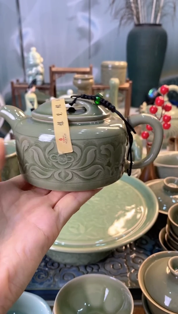耀州窑【省工 徐杰老师】082601手工刻花茶壶