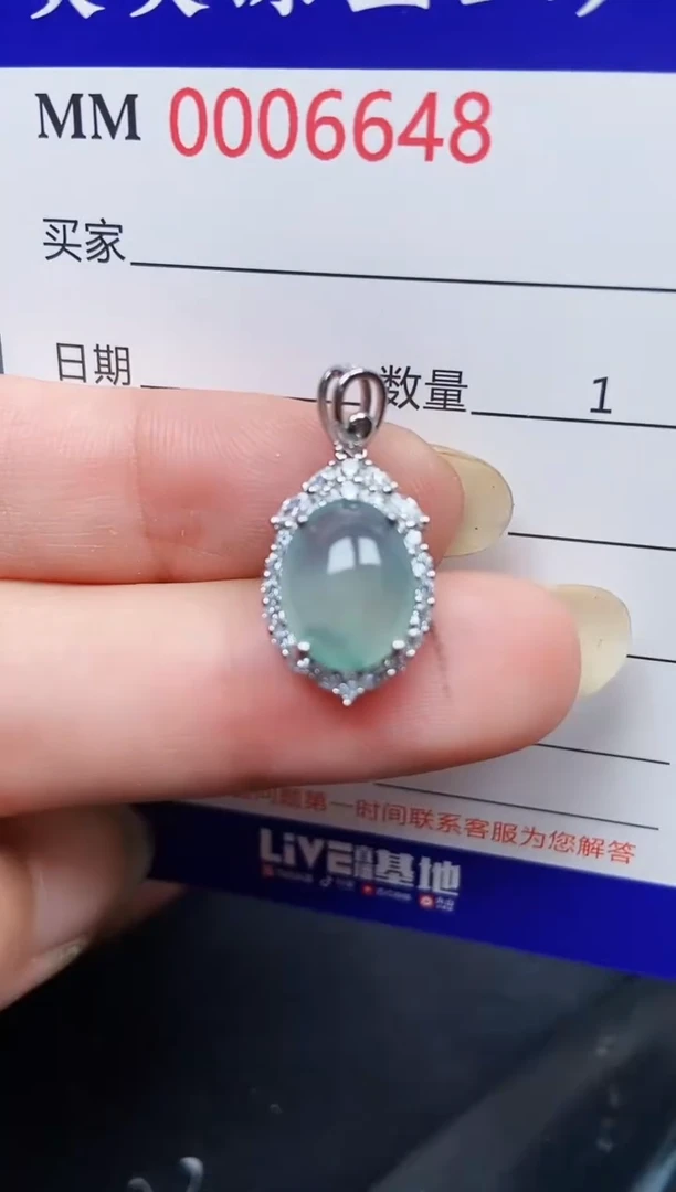 翡翠银S925镶嵌颈饰6648