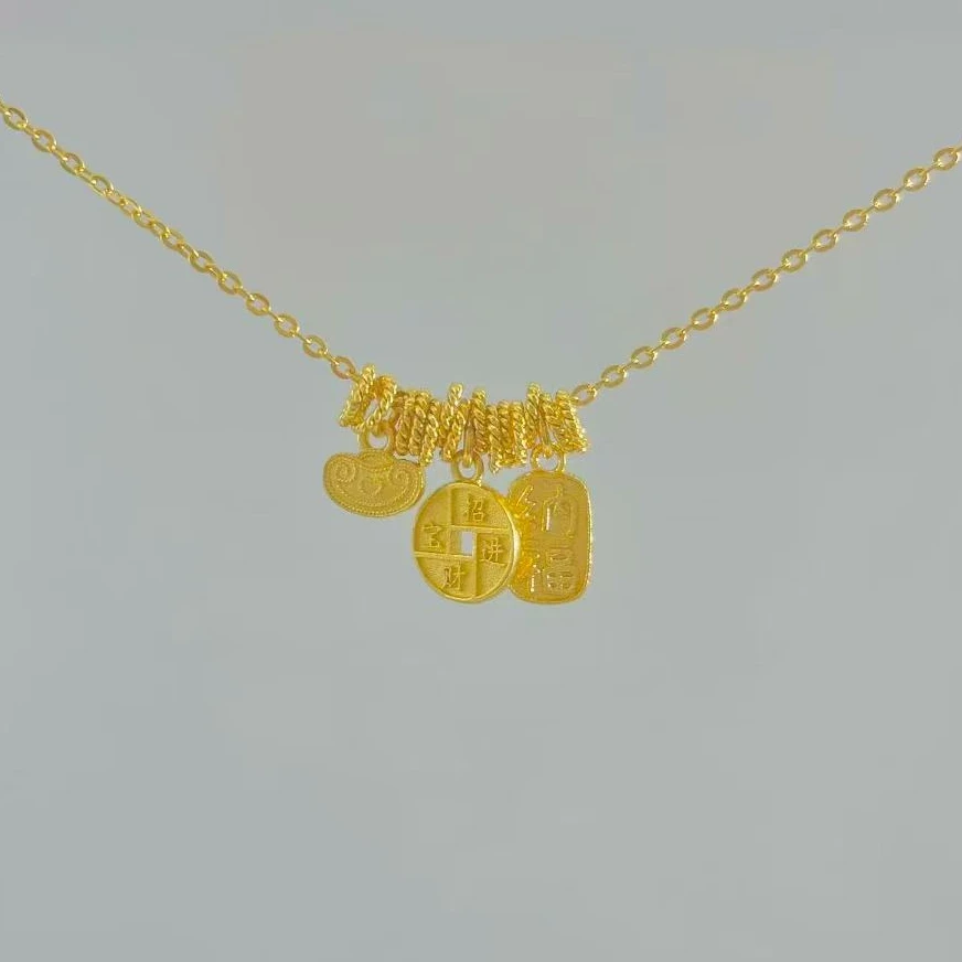 《小糖姐珠宝》足金黄金9999 古法盘缠钱币套链(不支持退换)