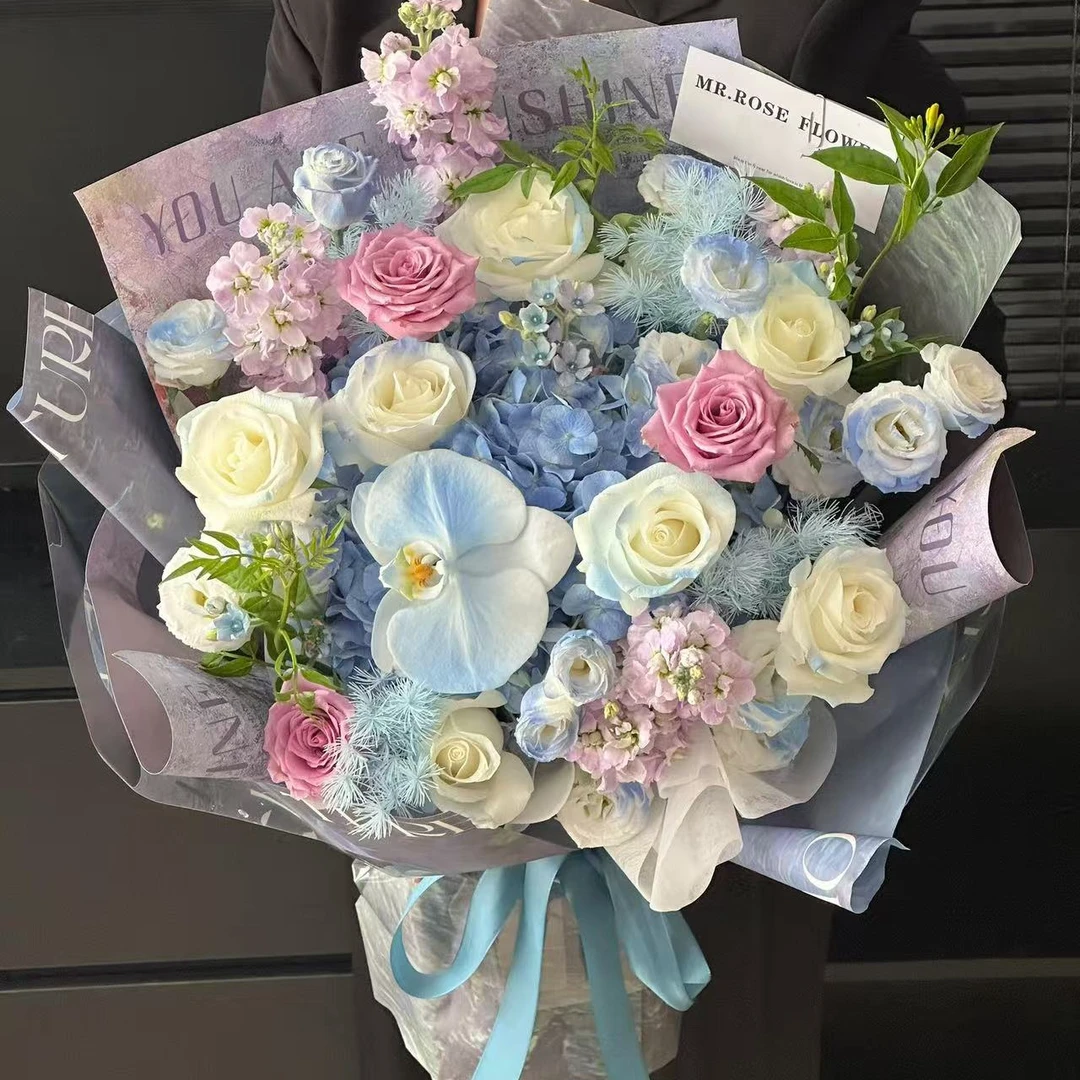 情人节鲜花【Lucky幸运】蝴蝶兰紫玫瑰白玫瑰绣球吉梗紫罗兰花束送爱人花店送花上门紫定能行